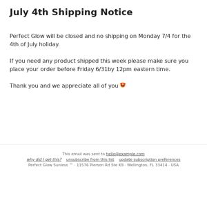 Shipping notice