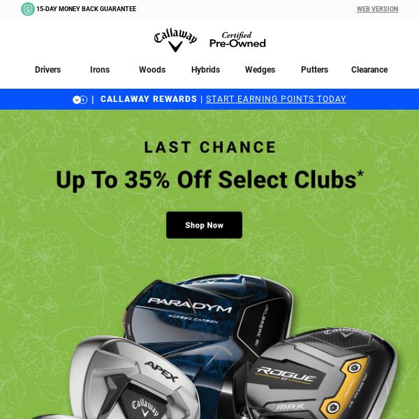 LAST CHANCE: Up To 35% Off Select Clubs