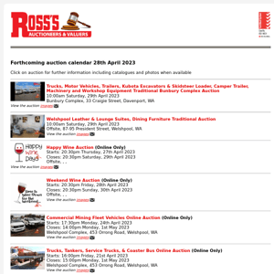 Ross's > Forthcoming auction calendar 28th April 2023