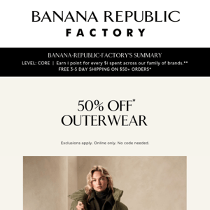 One Day Only: 50% off outerwear is yours