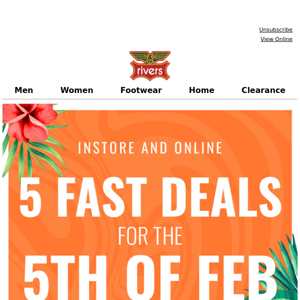 5 FAST Deal For The 5th Of FEB