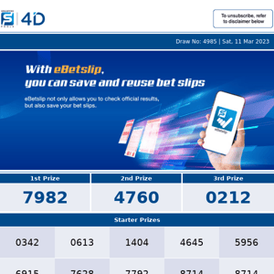 Latest 4D Draw Results