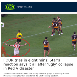 FOUR tries in eight mins: Star’s reaction says it all after ‘ugly’ collapse in Red V disaster