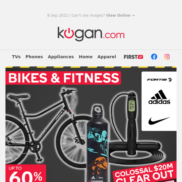 Colossal $20m Clear Out: Up to 60% OFF Bikes & Fitness Equipment* - Only While Stocks Last!