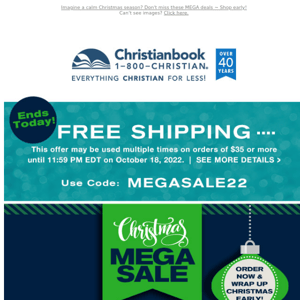 Ends Today: Free Shipping + Christmas MEGA Sale