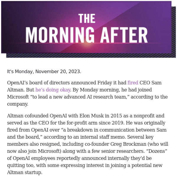 Microsoft recruits recently fired OpenAI CEO