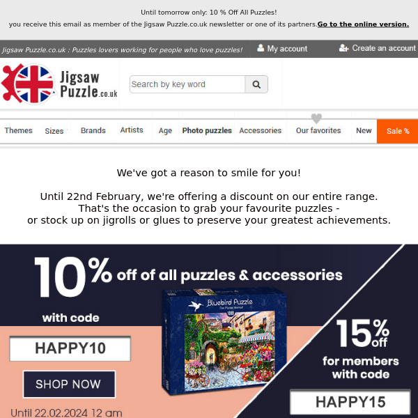 Until tomorrow only: 10 % Off All Puzzles!