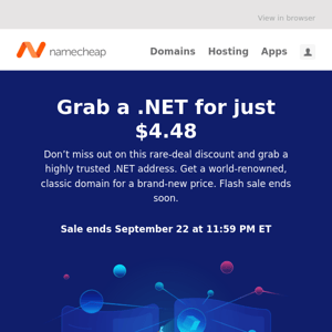 Flash Sale: Get a .NET for just $4.48