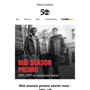 30% off - Mid Season Promo Starts Now