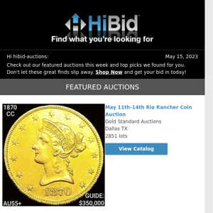 Monday's Great Deals From HiBid Auctions - May 15, 2023