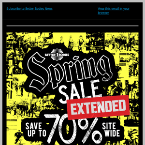 SPRING SALE EXTENDED - SAVE UP TO 70% SITEWIDE