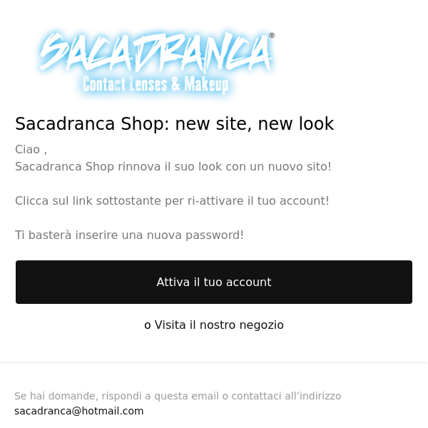 Sacadranca Shop: new site, new look