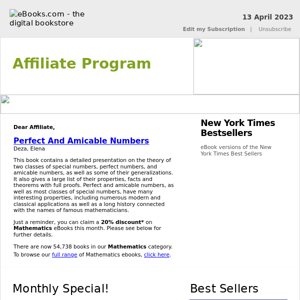 Affiliate Program : 20% Discount on Mathematics eBooks, See Coupon Code ...