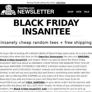 😱😱HOLY SHIRTS!!!! Black Friday InsaniTEE: £4/€4/$4 Tees + FREE SHIPPING = Not a Mistake!!!?!?