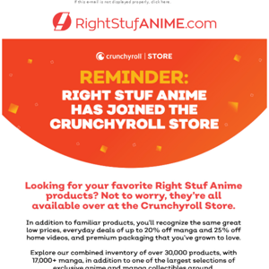 Reminder: Right Stuf Anime Products Now On the Crunchyroll Store