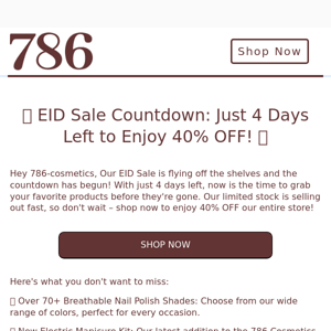 🌙 EID Sale Countdown: Just 4 Days Left to Enjoy 40% OFF! 🎉