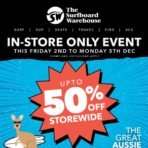 IN-STORE ONLY upto 50%OFF ⚡This Friday to Monday 5th Dec