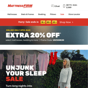 Junk Sleep doesn’t stand a chance—get an extra 20% off now