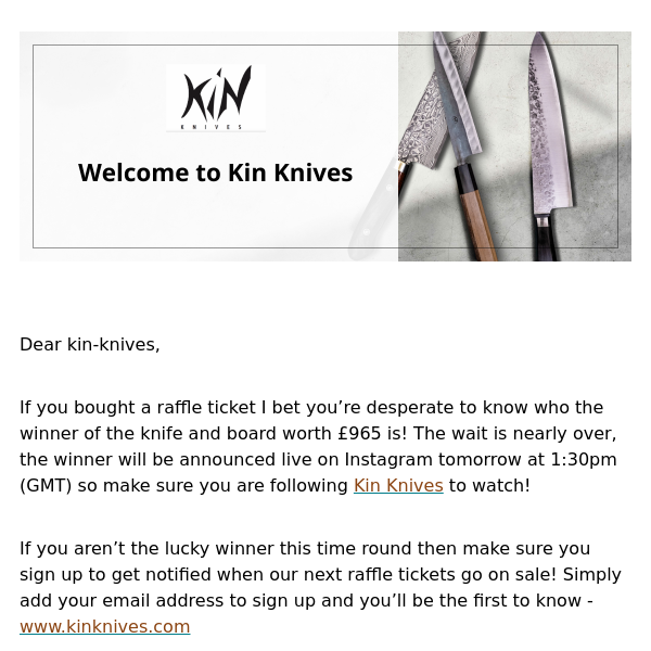 Are you the winner of the Kin Knives raffle?