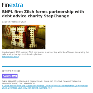 Finextra News Flash: BNPL firm Zilch forms partnership with debt advice charity StepChange