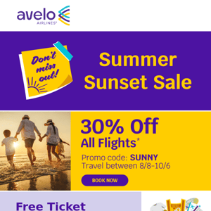 The sun is setting on 30% OFF - Book Now!