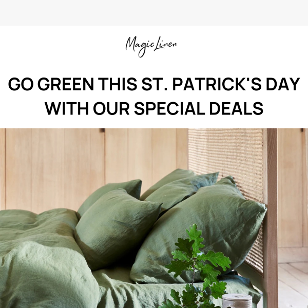 15% off all green bedding items 🍀