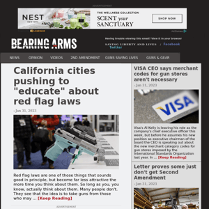 Bearing Arms - Jan 31 - California cities pushing to "educate" about red flag laws