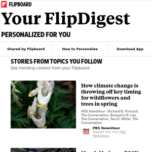 Your FlipDigest: stories from Climate, College Sports, Bacteria and more