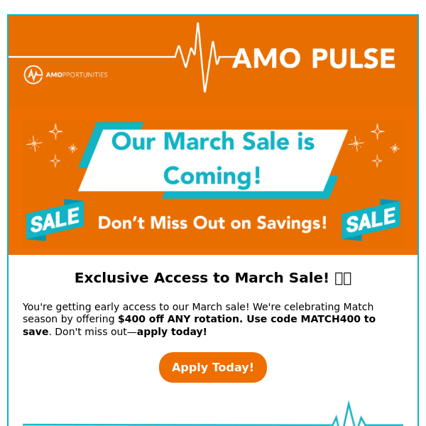 Early Sale Access, an ACGME Residency Site Spotlight, and More in the AMO Pulse!