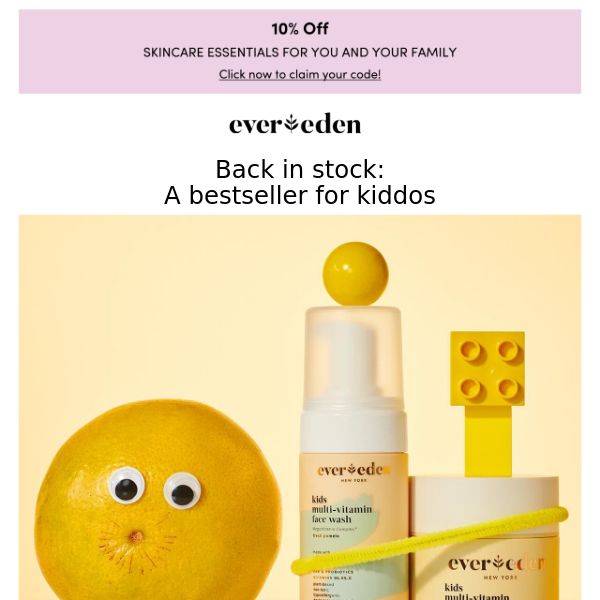 Evereden Kids Face Cream: Fresh Pomelo, 1.7 oz.