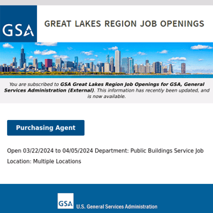 New/Current Job Opportunities in the GSA Great Lakes Region