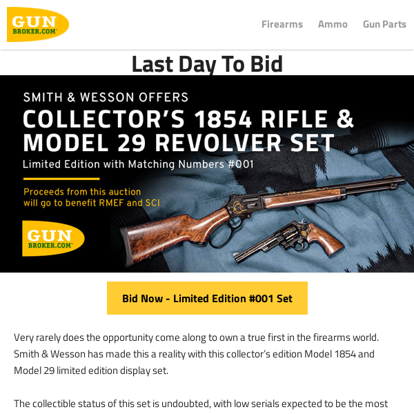 Last Day to Bid: #001 of 100 Limited Edition Smith & Wesson 1854 Lever Action Rifle & Revolver Set