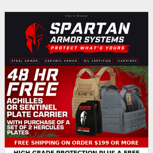 Get a FREE Plate Carrier With Hercules Level IV Ceramic Plates!