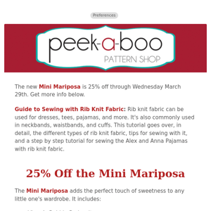 25% Off the New Mini Mariposa | Sewing with Rib Knit Fabric