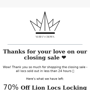 70% off Lion Locs 🦁