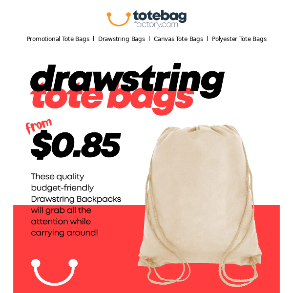 👍 Drawstring bags from $0.85!