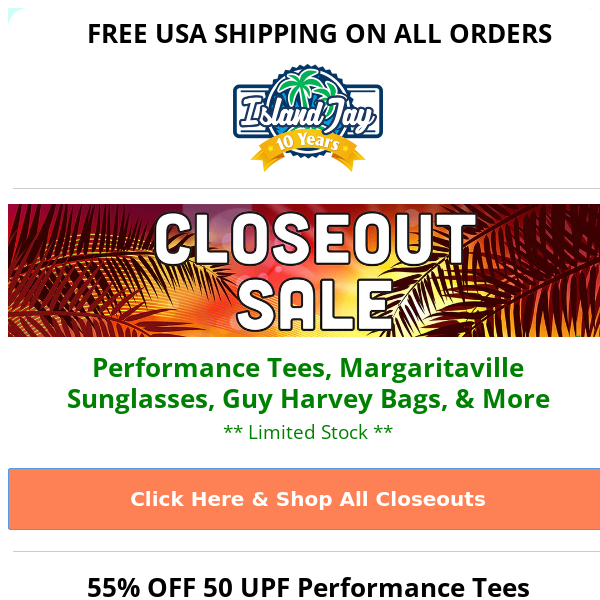 🔥 Closeout Deals Up To 75% - Margaritaville, Guy Harvey, Performance Tees