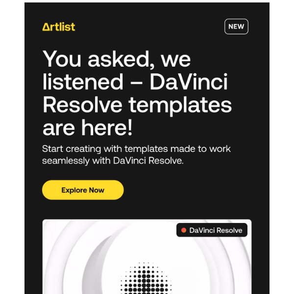 Artlist.io, just added! Start creating with new DaVinci Resolve templates