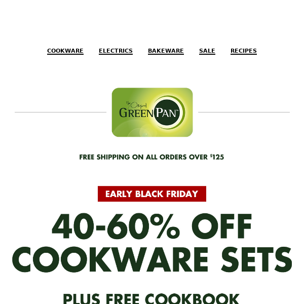 DON'T MISS IT - ENDS AT MIDNIGHT! 40-60% OFF ALL COOKWARE SETS