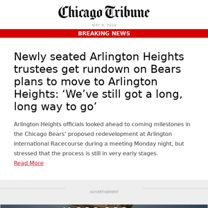 Newly seated Arlington Heights trustees get rundown on Bears plans to move to Arlington Heights: ‘We’ve still got a long, long way to go’