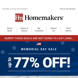 Memorial Day Sale: Save up to 77%!