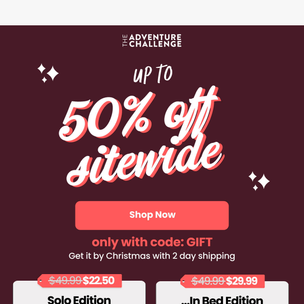 Up to 50% off sitewide!