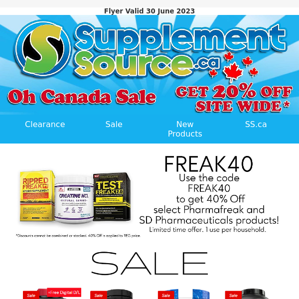 🇨🇦Canada Day Deals - Save 20% Site Wide Plus Get 40% Off Select PharmaFreak Products