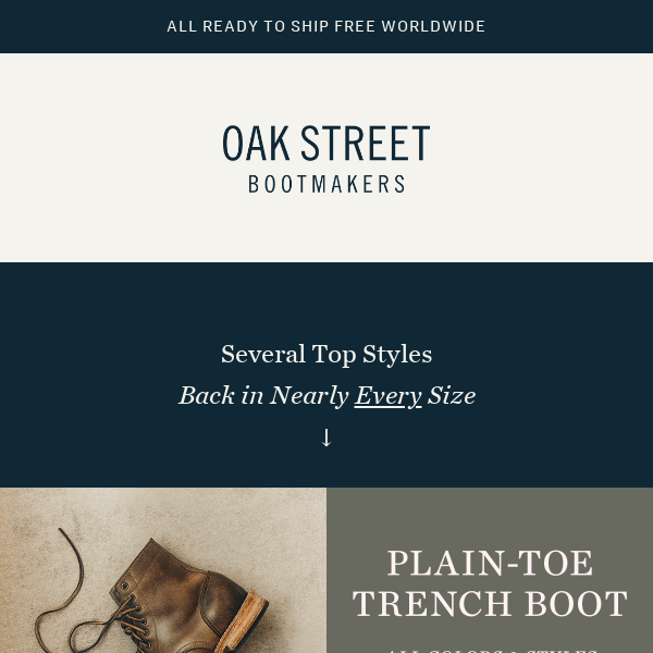 Back in Stock—Trench Boots, Bit Loafer, & Bit Moc