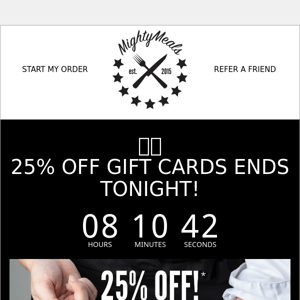 Last Chance 🚨 25% OFF Gift Cards!