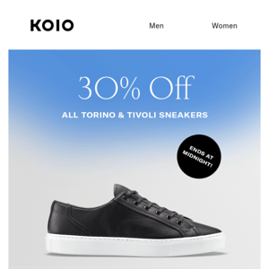 30% OFF SELECT LOW-TOP SNEAKERS