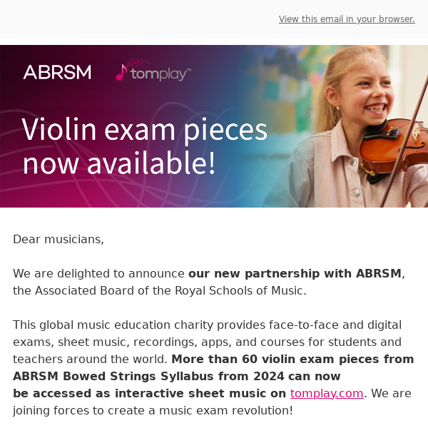 🎶  Tomplay launches partnership with ABRSM 🚀