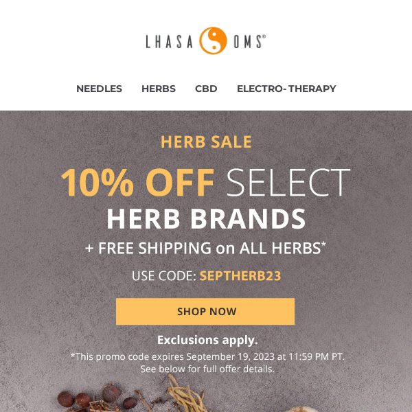 Herb Sale 🌿 10% OFF Select Herb Brands  + FREE SHIPPING on All Herbs