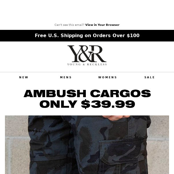 Ambush Cargo Pants - Black Camo