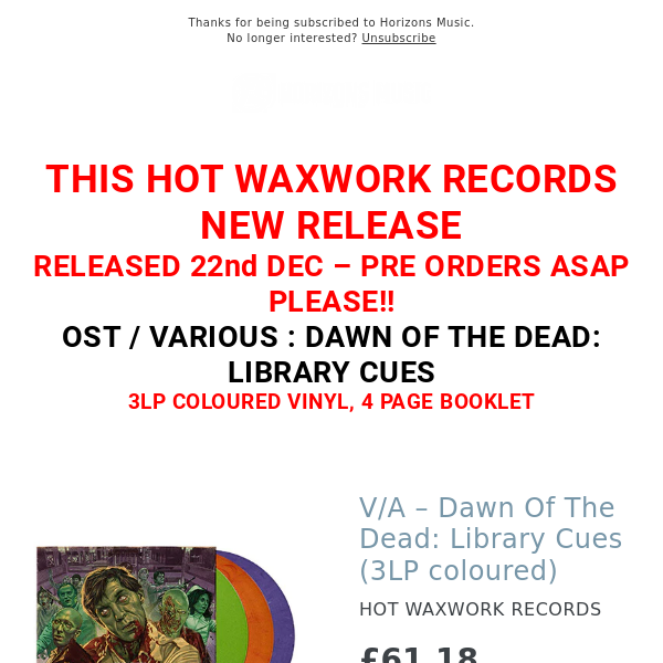 LIMITED COLOURED VINYL | OST V/A - Dawn Of The Dead
